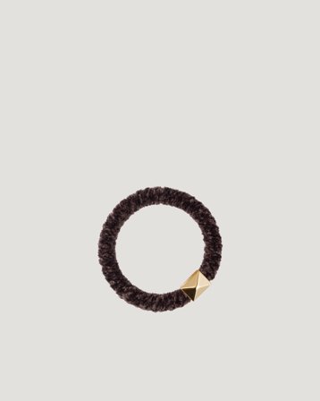 Dark Department Fluffy Fat Hair Tie W/Gold Ruskea Asusteet Tytöt - Kids Brand Store