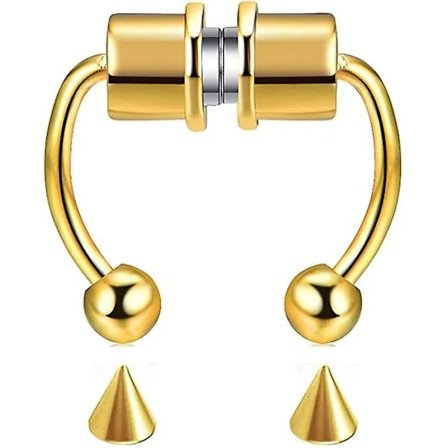 Magnetisk septum næsering hestesko rustfrit stål faux falske næse septum ringe ikke-gennemborede klemme på næse hoop ringe guld