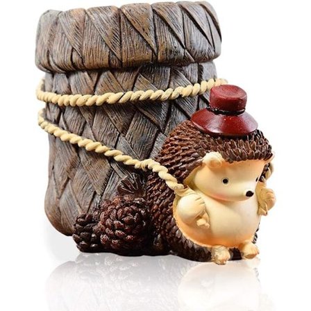 1 stk. Sød Pindsvin Skrivebord Pen Penal Tandbørsteholder Harpiks Skrivebordsorganisator Beholder Kontorartikler (Rester) arbejde