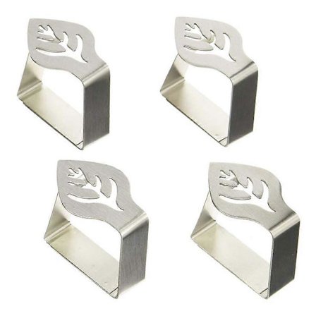 4 stk. Bordklip i rustfrit stål, justerbare dugholdere til hjemmebryllup, fest, picnic CWV