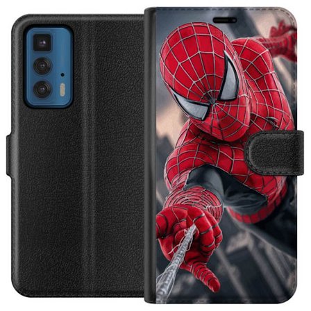 Kompatibelt Lommeboketui til Motorola Motorola Edge 20 Pro Dynamisk Spider-Man illustrasjon i actionperspektiv, superhelt tema med bevegelsesenergi og