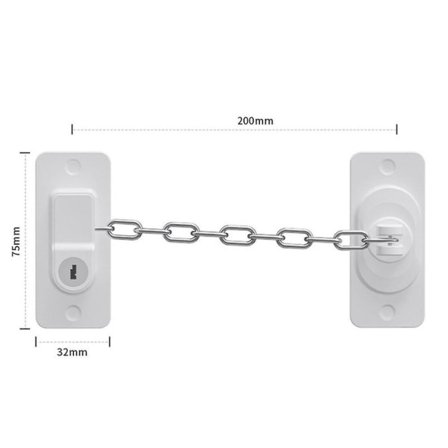 Vinduessikring Kædelås Ikke-borende Justerbar Vindues Kædelås til Hus db Hvid