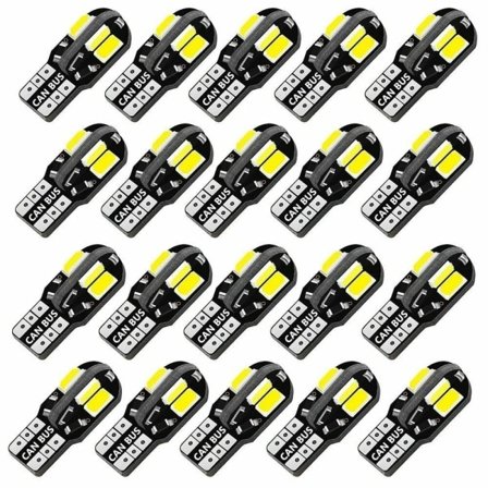 20 st W5W T10 LED-lampa Canbus 5730 8SMD 12V 6000K 194 168 LED-bil Interiör Kartlampa Kupollampa Parkeringsljus Bilsignalljus