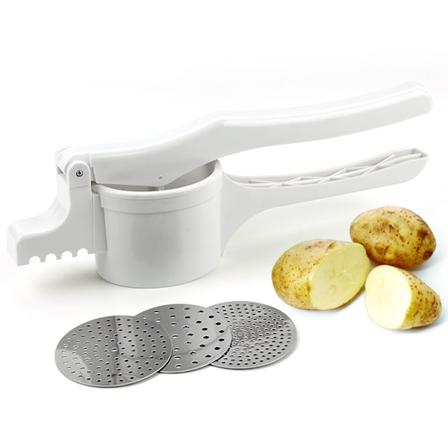 Potatispress med 3 st bottennät manuell potatispress multifunktionell köksmosare