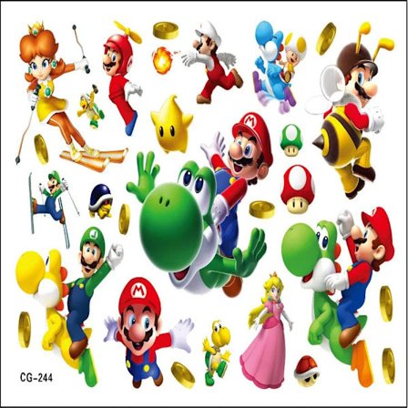 Super Mario Bros Tatuering Klistermärken Kawaii Anime Figur Leksaker Barn Grattis på Födelsedagen Festdekoration