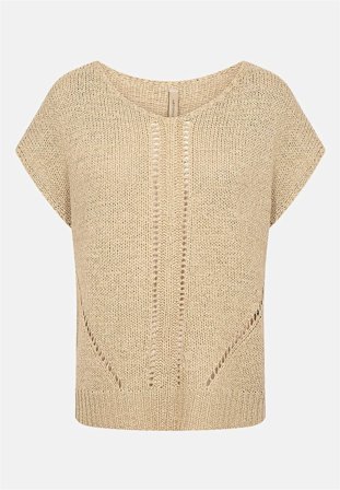Soyaconcept - Stickad tröja med hålmönster - beige - för damer - 38/40 (S/M) - Cellbes
