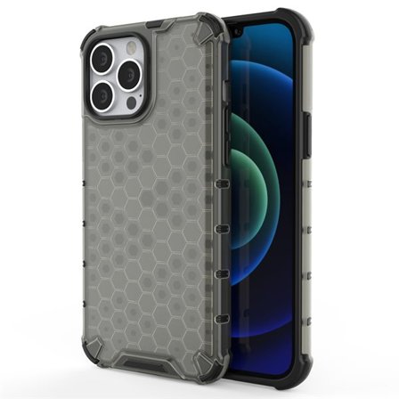 Honeycomb Case panser cover med TPU Bumper til iPhone 13 Pro Max sort