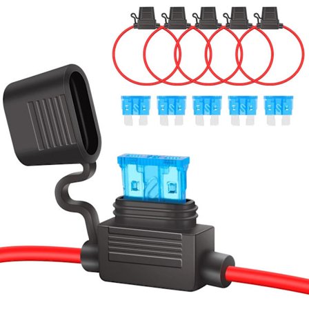 5-Pakning 12V In-Line Sikringsholder, 16AWG Vanntett Sikringsholder, Kobbertråd med 15A Sikring, for Bil/Lastebil/Motorsykkel/Marine