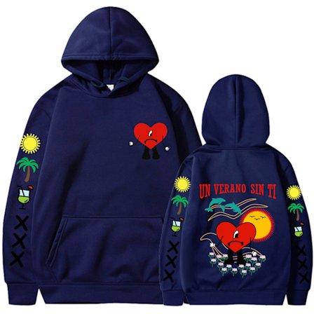 Nytt album Bunny Merch Bad un verano sin ti Hoodie Coat Herr Dam -