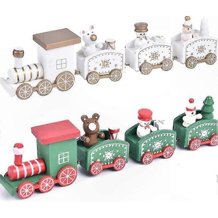 Mini Tåg Ornament Set med Björn, Snögubbe, Pingvin Figurer[D]