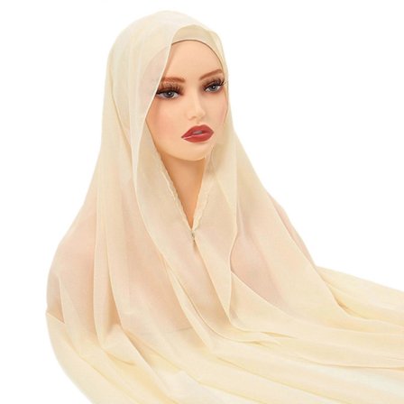 Hijabs Keffiyeh til voksne kvinder ensfarvet hovedbeklædning Ramadan Hijab Turban Hovedbeklædning Abaya Hovedtørklæde til hverdagsbrug[D]