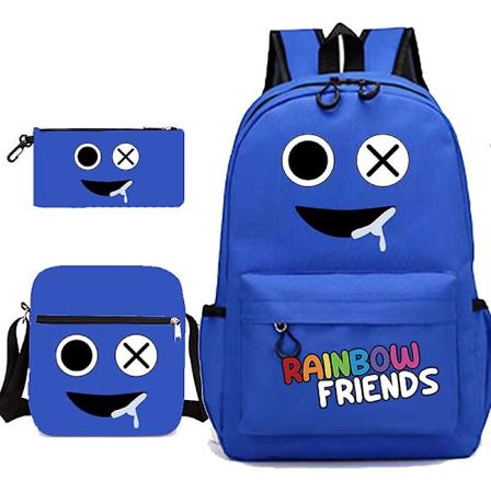Yhteensopiva Rainbow Friends -reppujen kanssa Rainbow Friends -reppu Oppilaiden koululaukku Kyn kotelo Kolmiosainen setti [DB] Royal blue