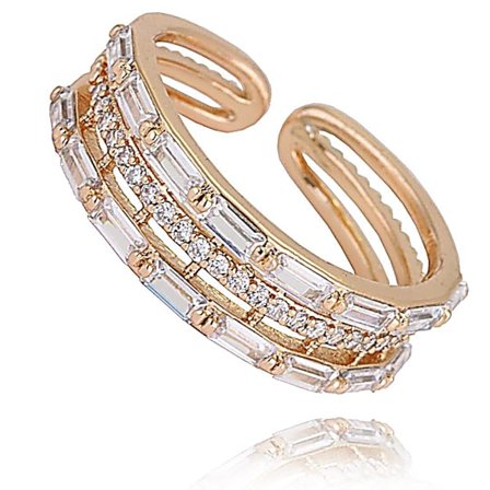 Rosé Guld Ring -Guldpläterad i Stål & Vita Kristaller -Justerbar