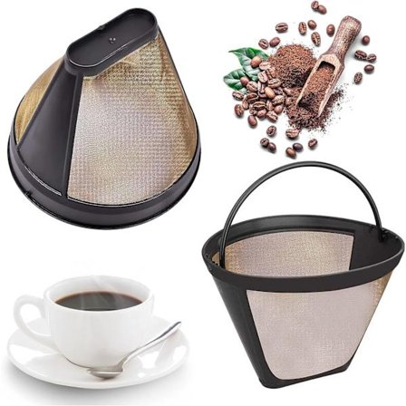 2 stk. Genanvendelige kaffefiltre, permanent filter, universel kaffemaskinefilter, 100 mesh kaffefilter, 304 rustfrit stål, med håndtag, til de fleste