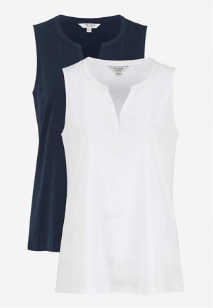 Cellbes of Sweden - Ærmeløs top i økologisk bomuld 2-pack i hvid + marine til damer i størrelse 50/52