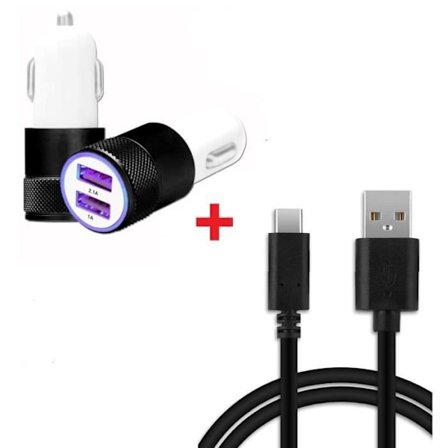 Lader Auto - SORT - Google Pixel 7 Pro - Hurtig opladning - 2 USB-porte - USB Type C kabel 1M