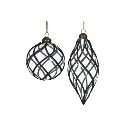 Julgranspynt Glaskula Rut Svart Mix 8cm 7x15cm 4-pack Svart