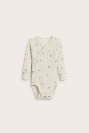 Newbie | Ribbad body i ull | Melerad beige