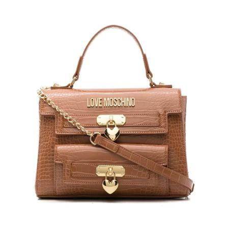 Love Moschino, Croco Print Crossbody With TOP Handle Brązowy, Kobieta, Rozmiar: ONE Size