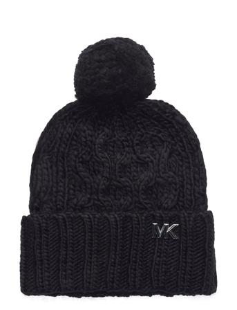H Ycomb Cable Cuff Hat With Self Pom Accessories Headwear Beanies Svart Michael Kors Accessories*Betinget Tilbud