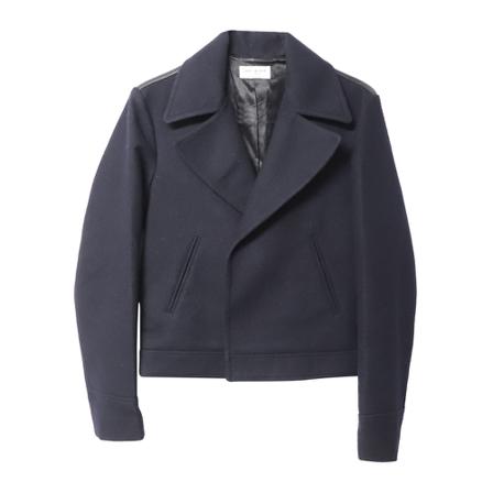 Saint Laurent Vintage, Pre-owned Cropped Jacket in Lana Vergine Blauw, Heren, Maat:M