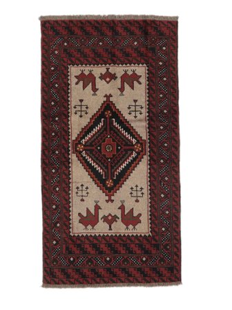 Oriental Baluch Rug 95X180 Black/Brown Wool, Persia