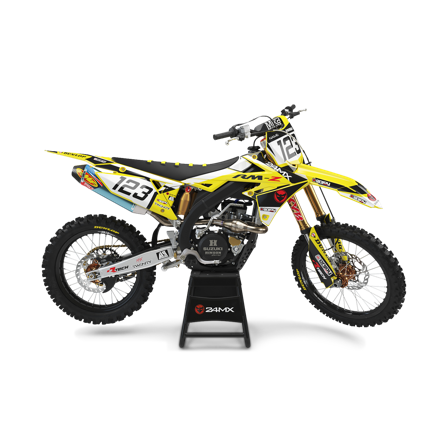 Kompletny Zestaw Naklejek ENJOY 24MX z Okleiną na Tablicę pod Numer - Suzuki DR 100 1981-1990