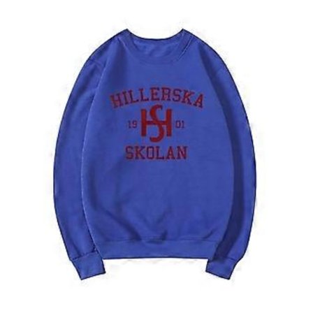 Young Royals Hillerska Skolan Sweatshirt Hillerska Skolan Hoodie Dam Långärmad Tröja Grafiska Hoodies Streetwear Toppar (S blå)