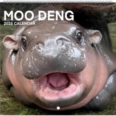 Ny Moo Deng Kalender | 2025 Kalender Internetberømthed flodhest moderne kalender