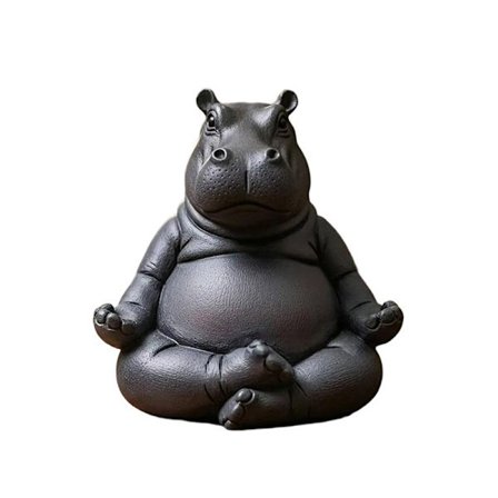 Yoga Master Hippo Staty Handgjord Resin Flodhäst Figurin