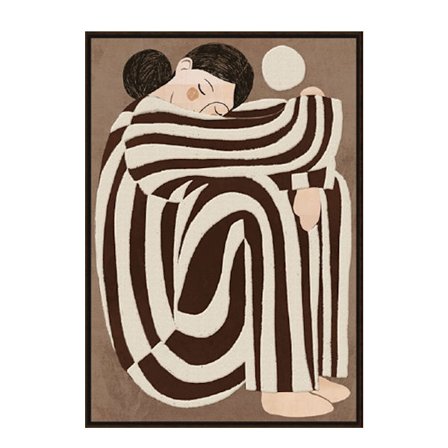 Lærredsmaleri med ramme, 80x120 cm, beigebrun