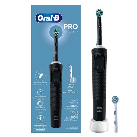 Oral-B Vitality Pro Eltandbørste + 1 Børstehoved Sort, Medicin & Pleje, Tandbørster, El-tandbørster