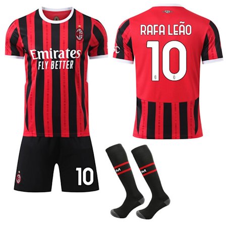 2024-2025 AC Milan Hemma Barn Vuxen Fotbollströja tröja nr 10 R.Leão-WELLNESS