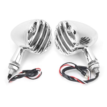 2 st LED-blinkers med starkt gult ljus, vattentäta, passar till Honda Retro MotorbikeSilver Plating