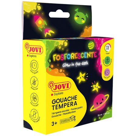 Gouache Tempera Poster Paint 4x35 ml Glow in the Dark (3 years+)