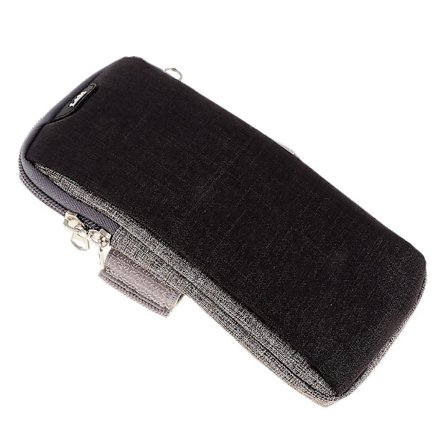 Grått stort vanntett treningsarmbånd med hodetelefonhull for løping