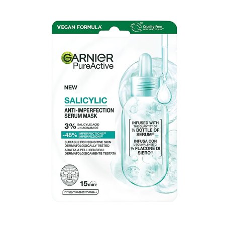 Garnier PureActive Serummaske med salicylsyre mod urenheder 28g, Skincare, Masker, Sheet Masker