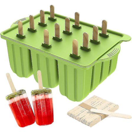 Gjenbrukbare BPA-frie silikon-isformer med 50 trepinner (grønn) (FMY)