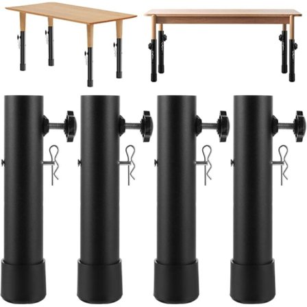 4-pak Sammenklappelige Bordbensforlængere, Justerbare Bordbensforhøjere, Buet Bordben, Justerbar Højde op til 20 cm