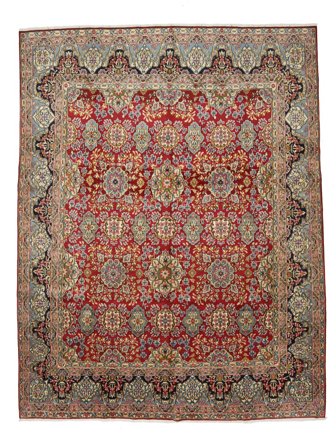 Kerman Rug 304X379 Brown/Dark Red Large Wool, Persia
