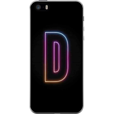 Kompatibel Mobilcover til Apple Apple iPhone 5s Minimalistisk neonbogstav D i farveskiftende lys mod sort baggrund i moderne digital design