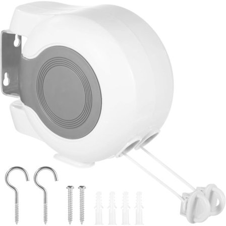 Uttrekkbar klessnor for utendørs og innendørs bruk - 2 x 15 meter doble liner, bærbar klessnor, kraftig veggmontert tørkesnor