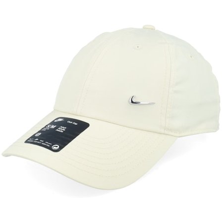 Nike - Beige unconstructed Caps - Dri-fit Club Cap Metal Swoosh Khaki/Sail Dad Cap @ Hatstore