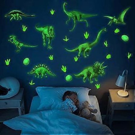 Wuhing-SJ-Selvlysende Dinosaur Børne Vægdekoration, Dinosaur Vægdekoration Børneværelse, Vægmærke, Vægmærke Børneværelse, Selvlysende Mærke, 