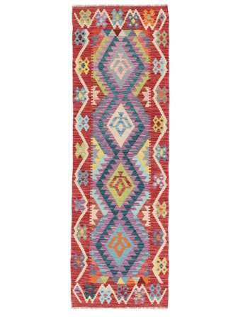Oriental Kilim Afghan Old Style Rug 66X204 Runner Dark Red/Red Wool, Afghanistan