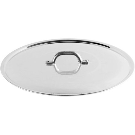 Litteä kansi kahvalla, reunalla ja sillalla, paksua BLTF-alumiinia, kiillotettu hopea, 18 cm