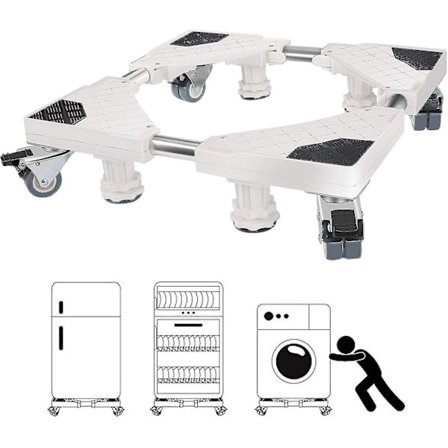 Tvättmaskinsbas, Bärlast 300 kg Tvättmaskinspedestal Justerbar Pedestal för Kylskåp Tvättmaskin Torktumlare och Frys (justerbar bredd 45-6