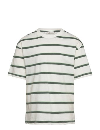 Mango Striped Short-Sleeved T-Shirt - Green - 116