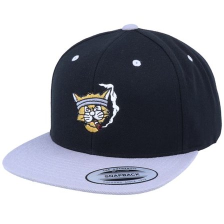 Iconic - Svart snapback Keps - Gangster Cat Black/Silver Snapback @ Hatstore
