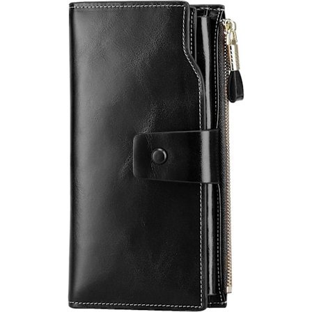 Dameveske i ekte lær med RFID-blokkering, todelt lommebok